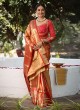 Golden And Red Kanchipuram Silk Saree